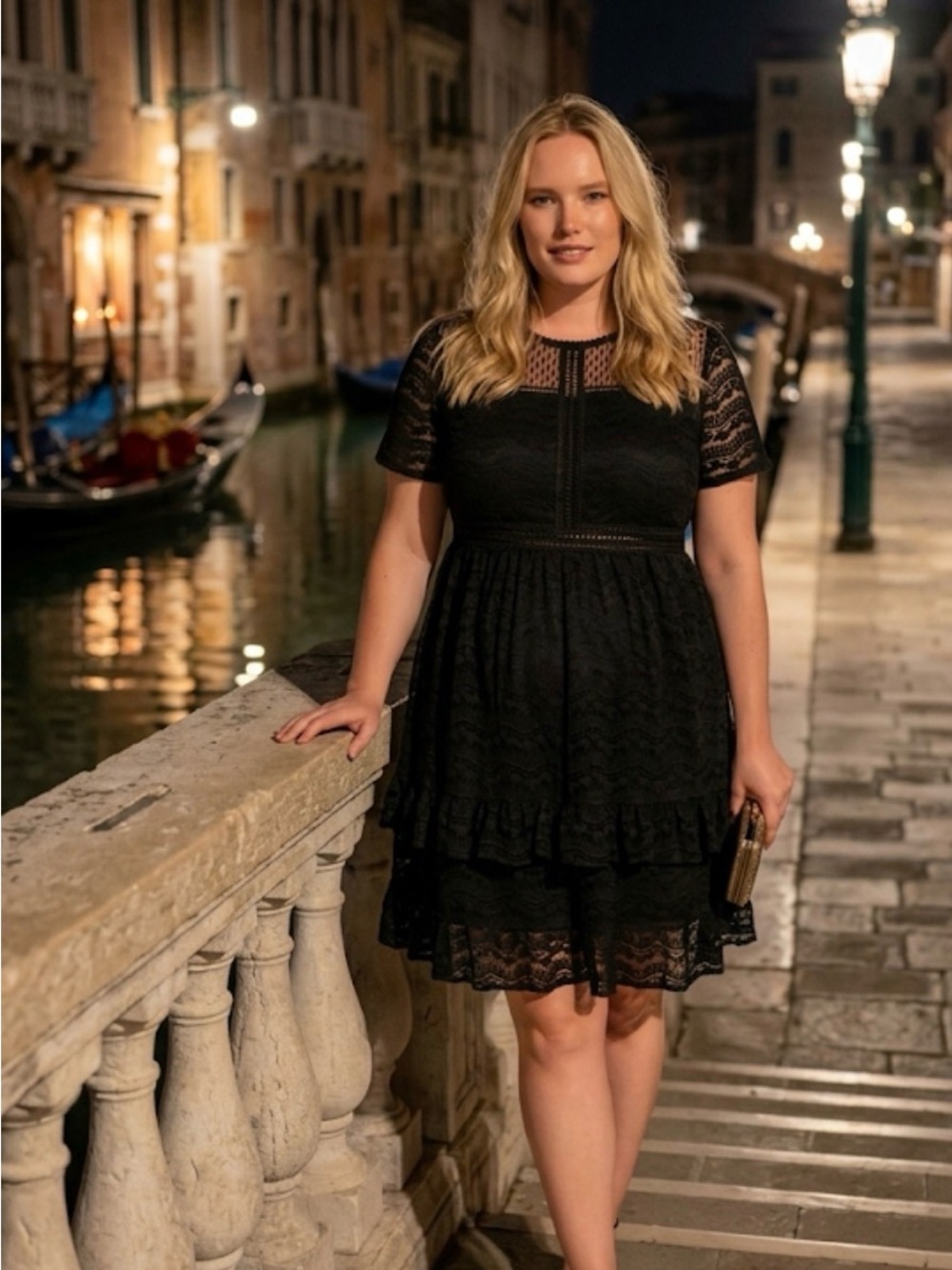 🍔Lane Bryant Black Lace Fit & Flare Dress — Elegant Evening Style size 24 NEW